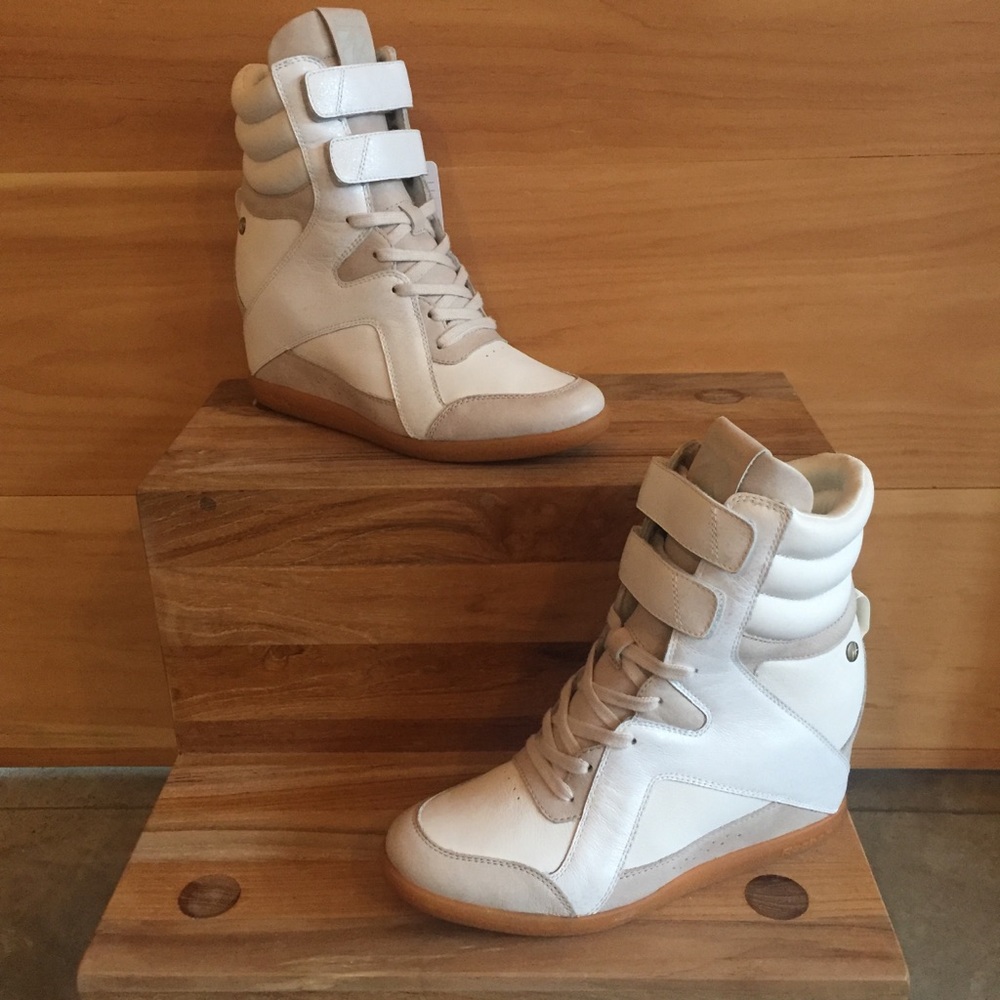 White Reebok wedge sneaker